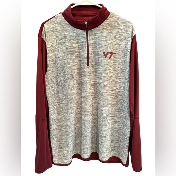 Men's Gray/Maroon Virginia Tech Hokies Prospect Quarter-Zip LS Shirt Sz Large - Picture 1 of 11